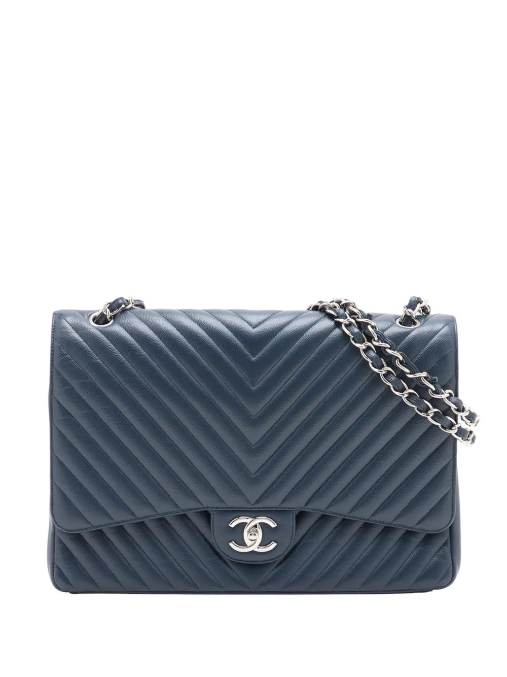 Pre-OwnedCHANEL Pre-Owned2016-2017 Maxi Classic Chevron Caviar Double Flap shoulder bag