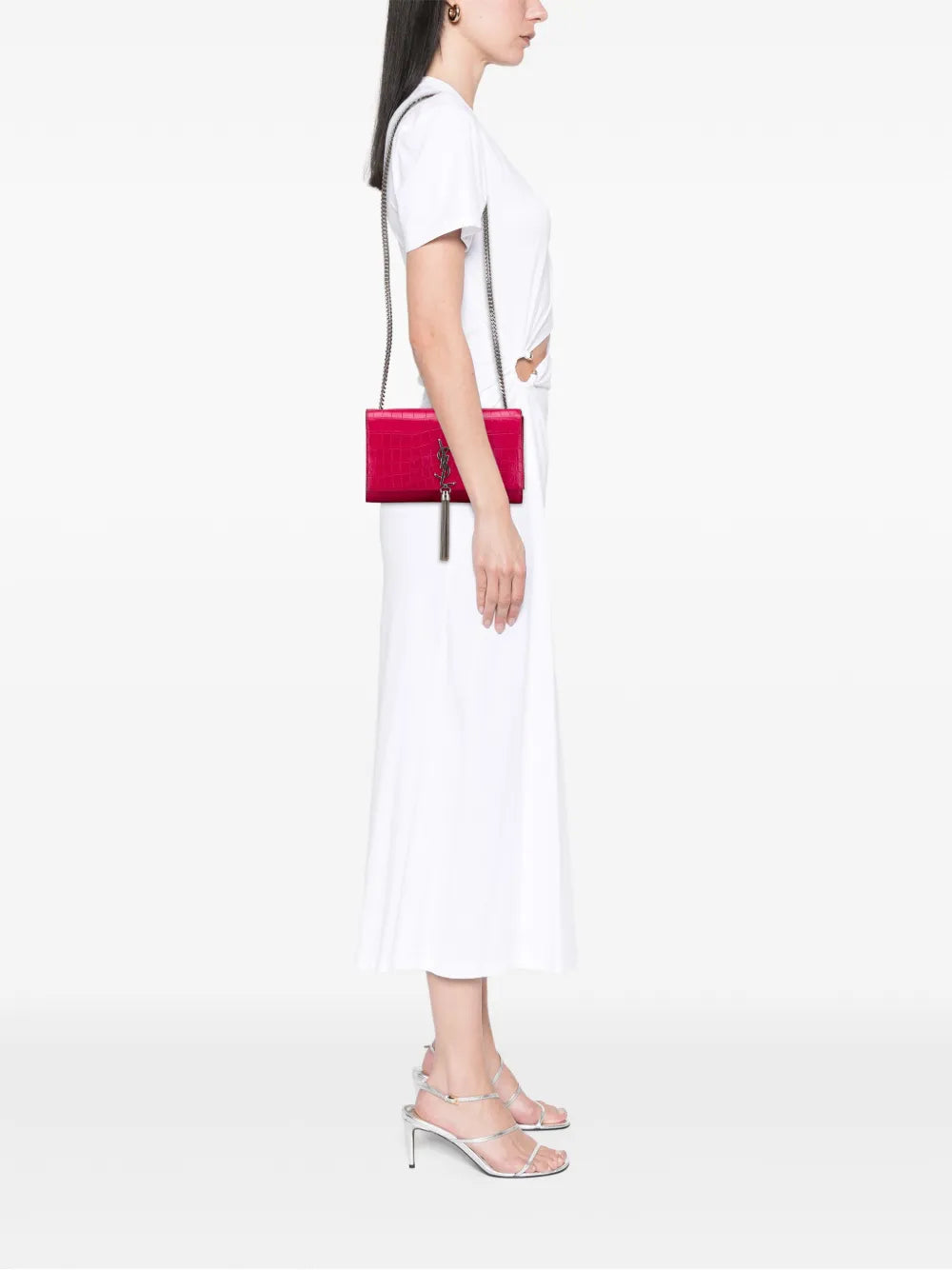 Pre-OwnedSaint Laurent Pre-Owned2015 Medium Croc Embossed Leather Kate Tassel crossbody bag