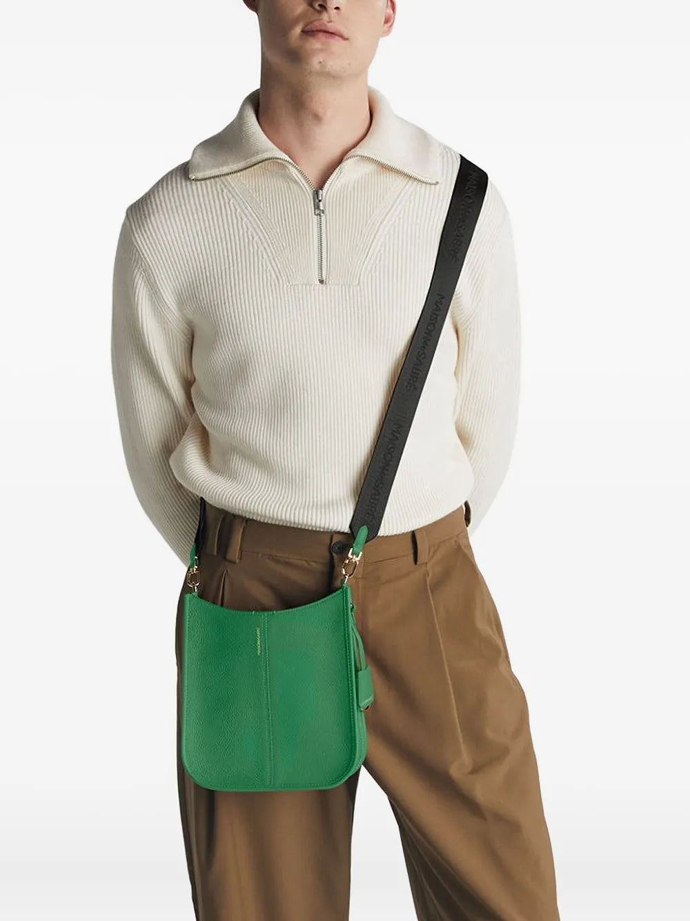MAISON de SABR?eather jacquard strap saddle bag