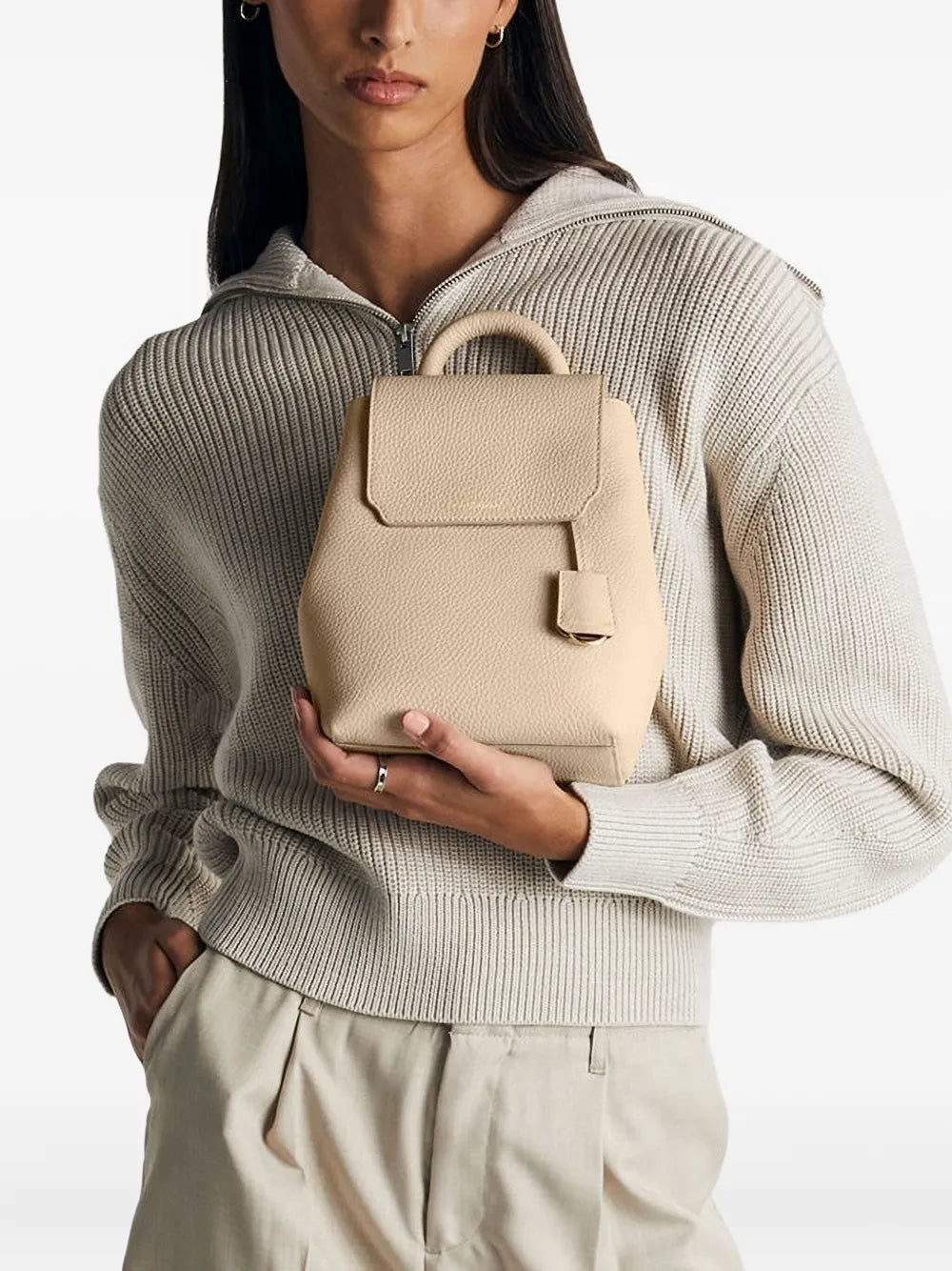 MAISON de SABR?agnetic closure leather backpack