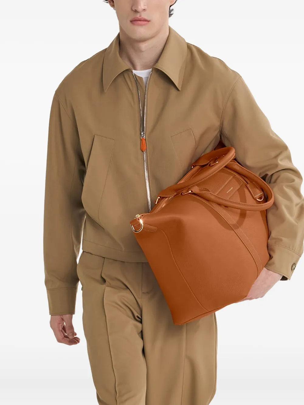 MAISON de SABR?rapezoid leather weekender bag