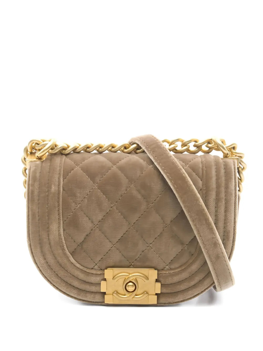 Pre-OwnedCHANEL Pre-Ownedmini Boy Chanel velvet shoulder bag