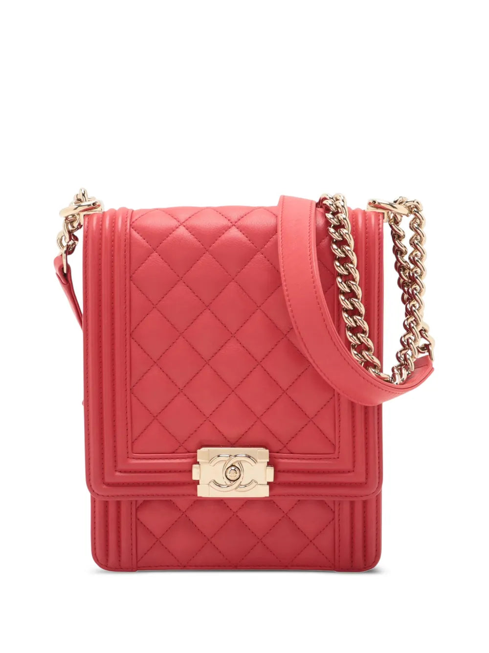 Pre-OwnedCHANEL Pre-Owned2019 Quilted Lambskin North South Boy Flap crossbody bag