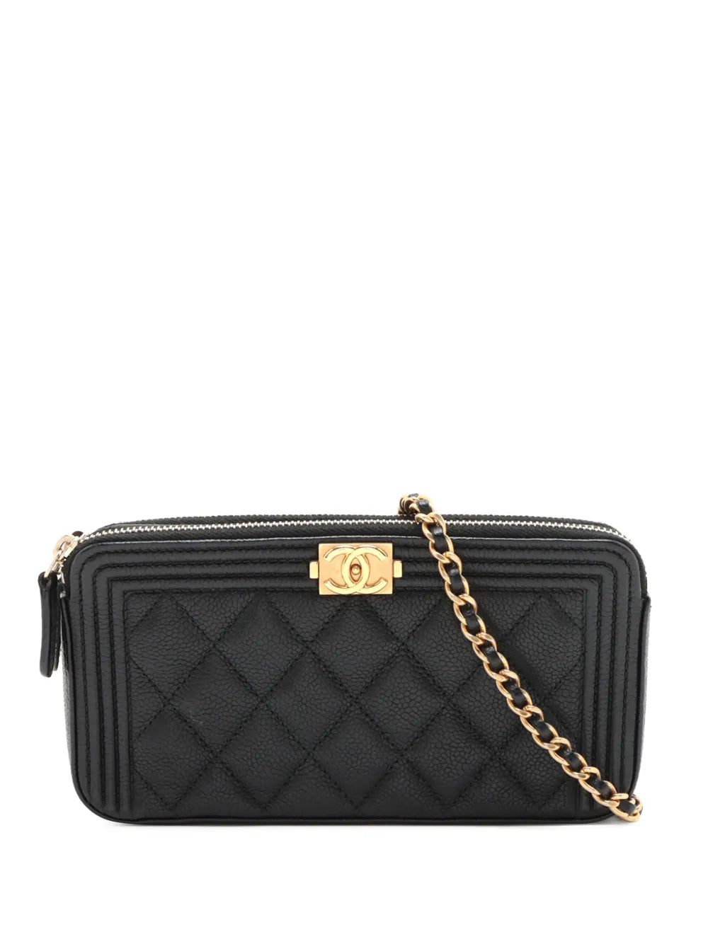 Pre-OwnedCHANEL Pre-Owned2016-2017 Small Quilted Caviar Boy Clutch With Chain crossbody bag