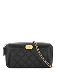 Pre-OwnedCHANEL Pre-Owned2016-2017 Small Quilted Caviar Boy Clutch With Chain crossbody bag