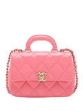 Pre-OwnedCHANEL Pre-Owned2021-2025 Mini Quilted Shiny Lambskin Coco Trip Flap satchel