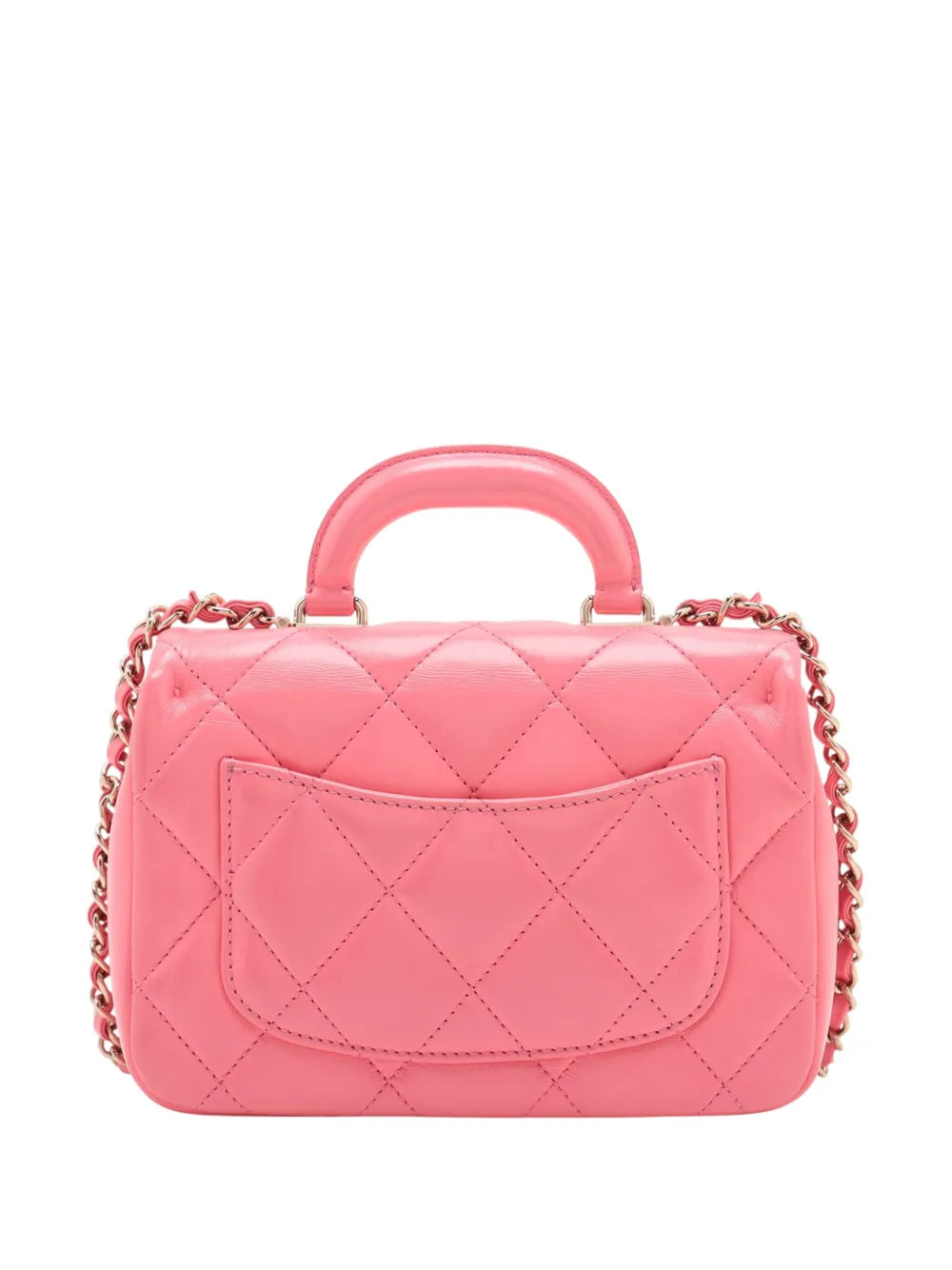 Pre-OwnedCHANEL Pre-Owned2021-2025 Mini Quilted Shiny Lambskin Coco Trip Flap satchel