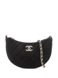 Pre-OwnedCHANEL Pre-Owned2021-2025 CC Quilted Velour Half Moon Chain crossbody bag