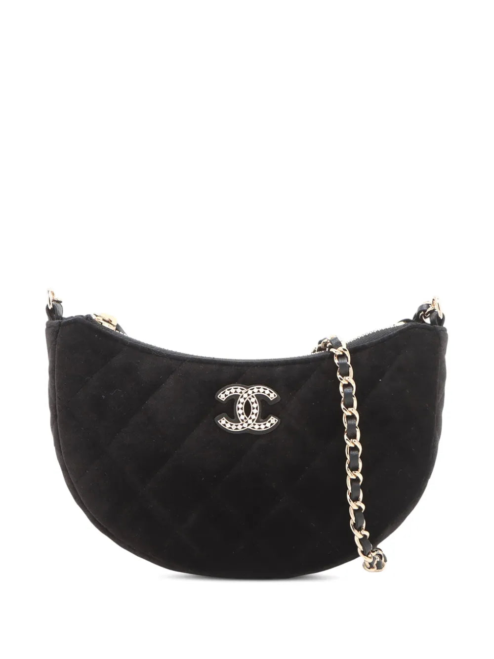 Pre-OwnedCHANEL Pre-Owned2021-2025 CC Quilted Velour Half Moon Chain crossbody bag