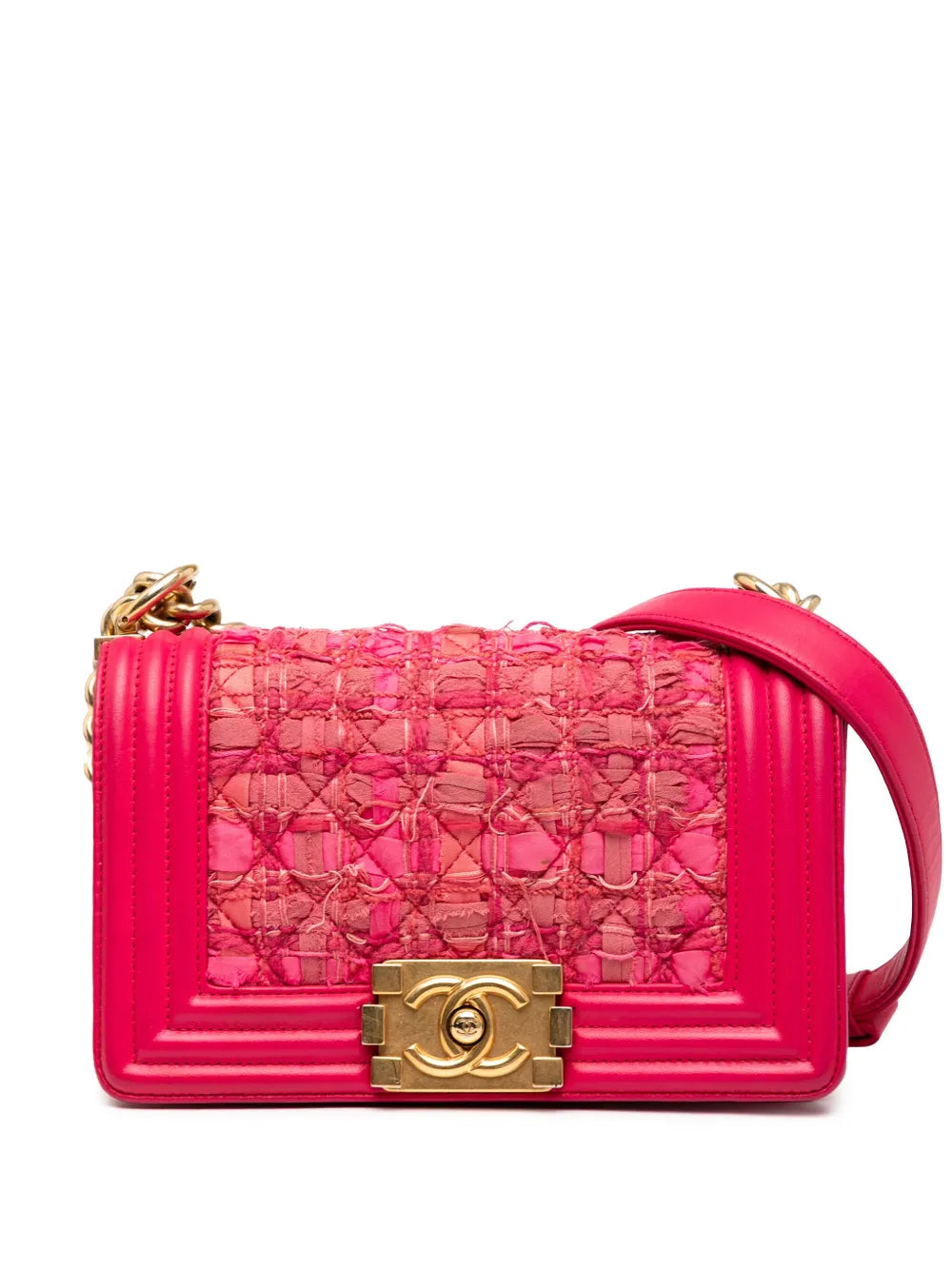 Pre-OwnedCHANEL Pre-Owned2016-2017 Mini Tweed and Lambskin Boy Flap crossbody bag