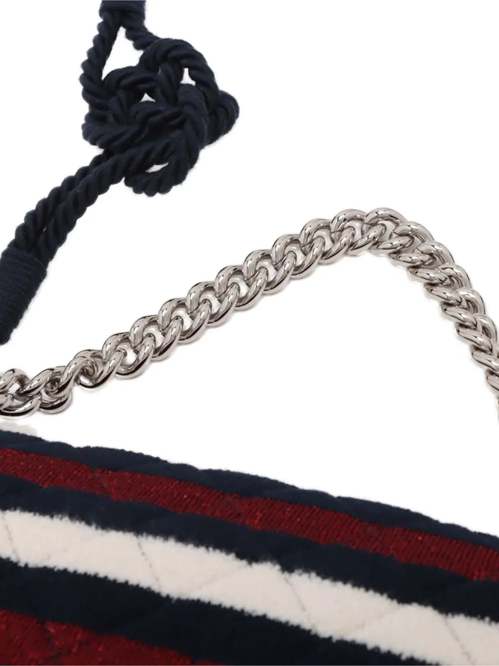 Pre-OwnedCHANEL Pre-Owned2019 Jumbo Stripe Jersey Felt and Rope Flap satchel