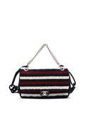 Pre-OwnedCHANEL Pre-Owned2019 Jumbo Stripe Jersey Felt and Rope Flap satchel