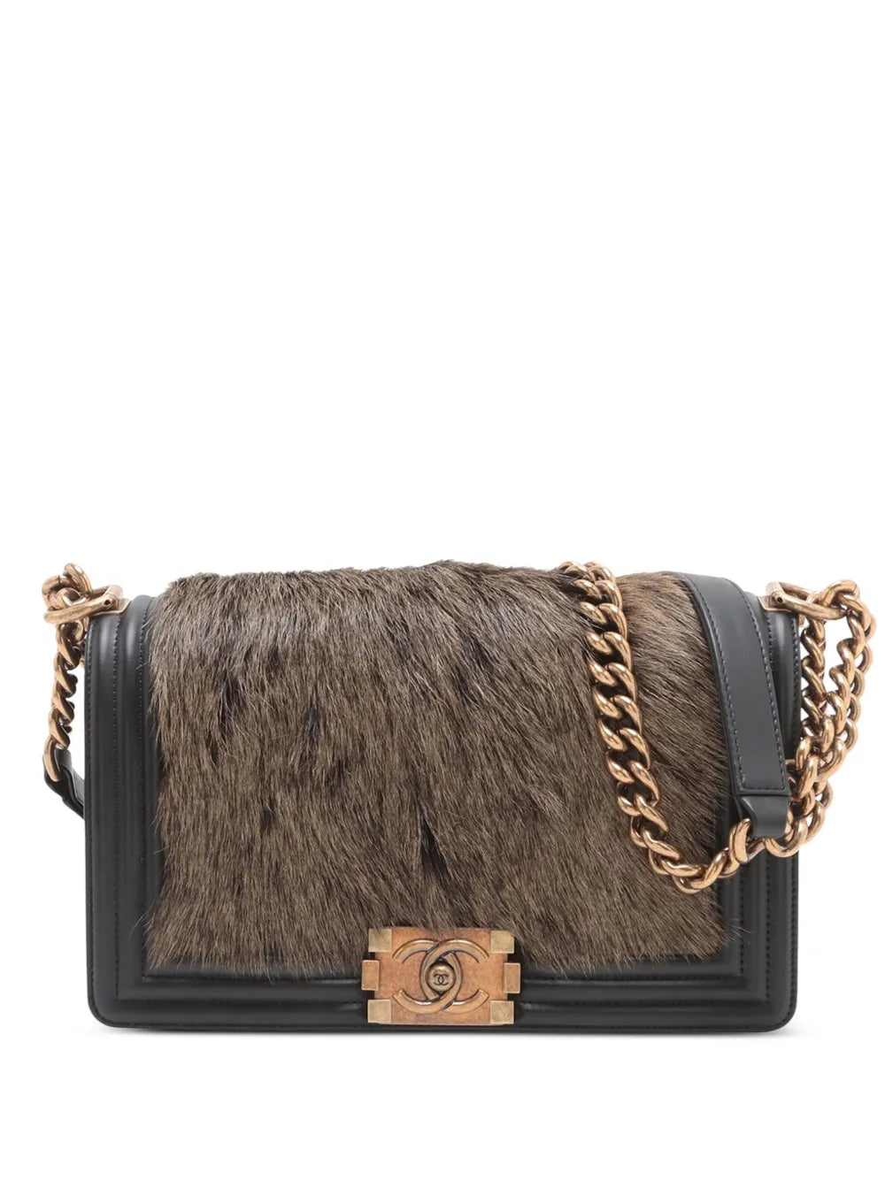 Pre-OwnedCHANEL Pre-Owned2019 Old Medium Fur Boy Flap crossbody bag