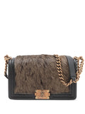 Pre-OwnedCHANEL Pre-Owned2019 Old Medium Fur Boy Flap crossbody bag