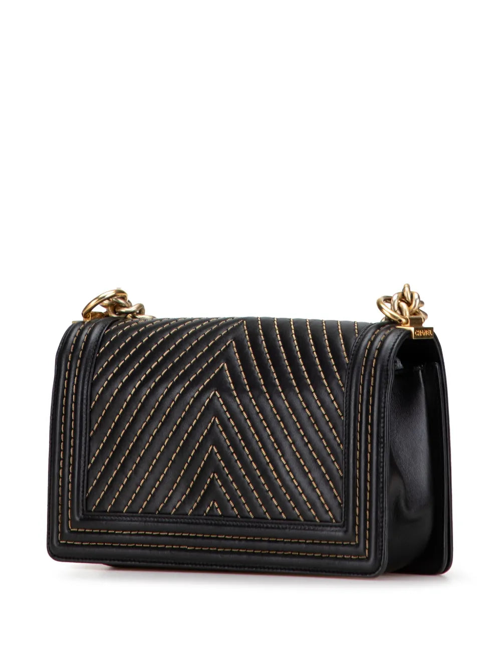 Pre-OwnedCHANEL Pre-Owned2016-2017 Old Medium Chevron Lambskin Stitched Boy Flap crossbody bag