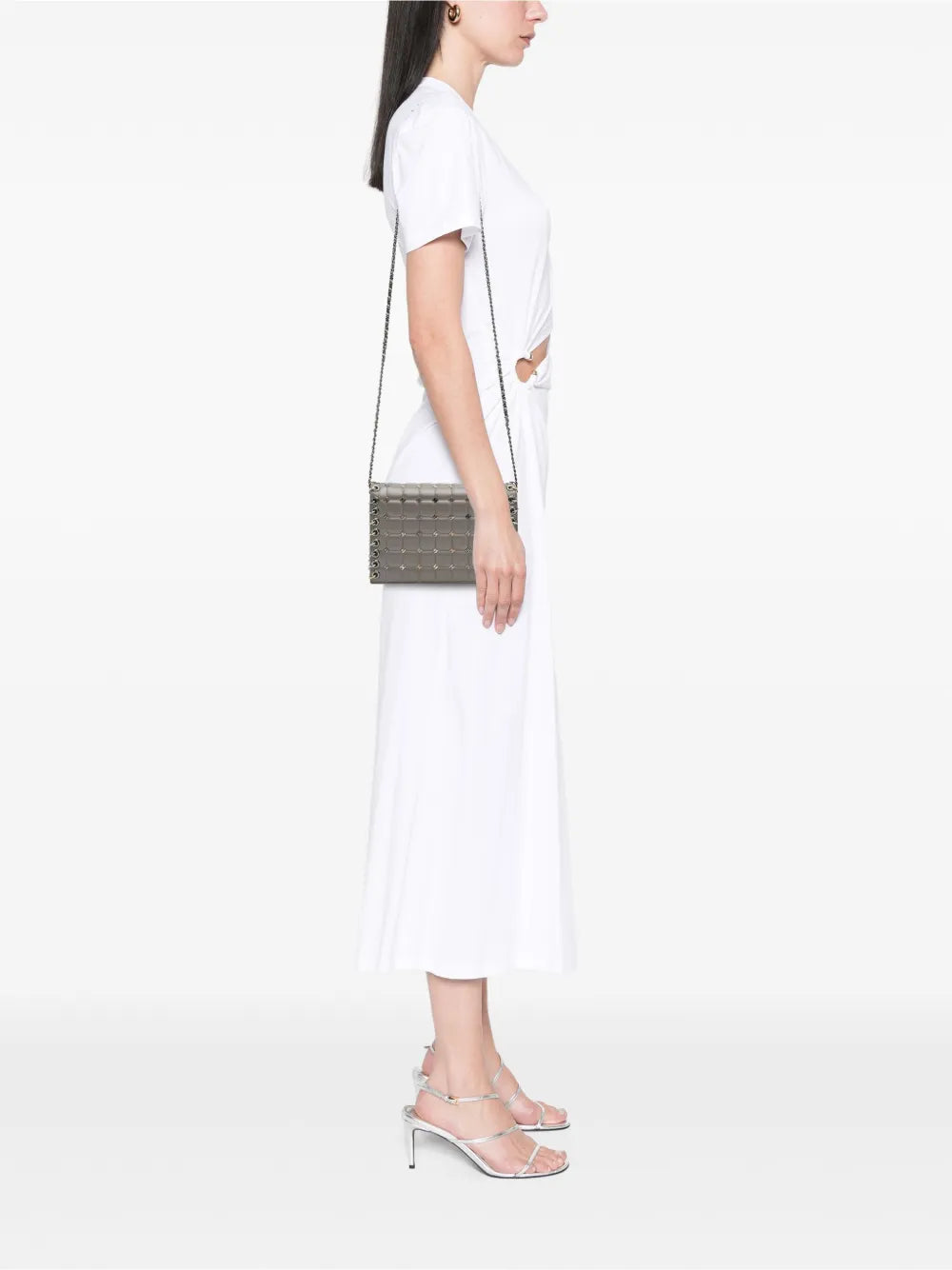 Pre-OwnedCHANEL Pre-Owned2016-2017 Small Lambskin Chocolate Bar CC Piercing Studded Chain Flap crossbody bag