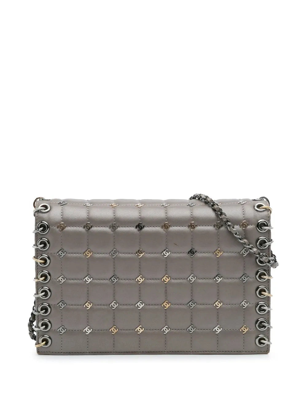 Pre-OwnedCHANEL Pre-Owned2016-2017 Small Lambskin Chocolate Bar CC Piercing Studded Chain Flap crossbody bag