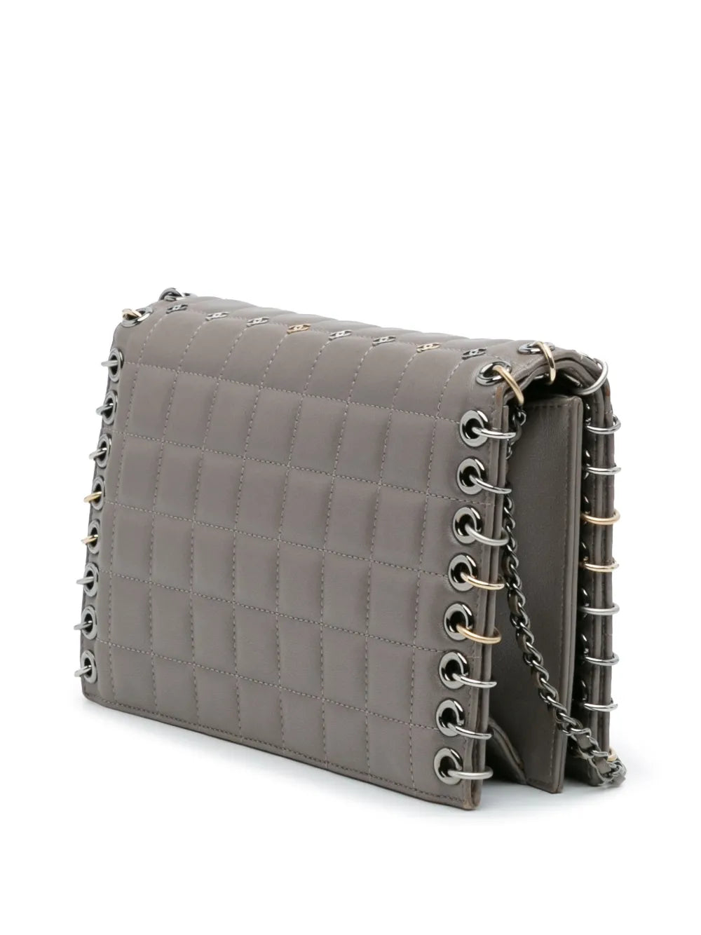 Pre-OwnedCHANEL Pre-Owned2016-2017 Small Lambskin Chocolate Bar CC Piercing Studded Chain Flap crossbody bag