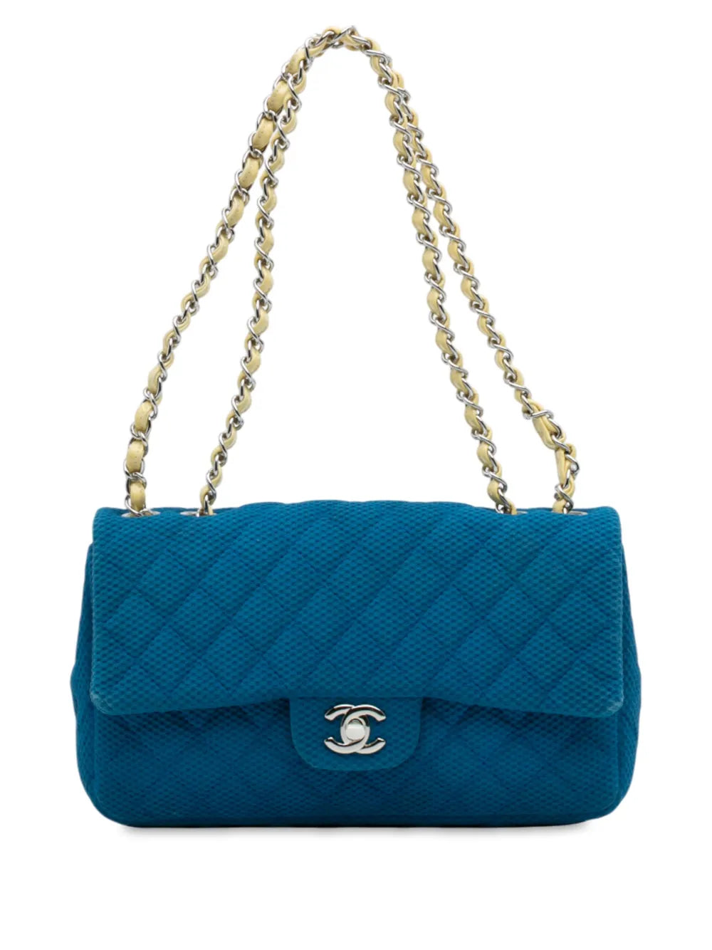Pre-OwnedCHANEL Pre-Owned2009-2010 Medium Quilted Perforated Jersey Single Flap shoulder bag