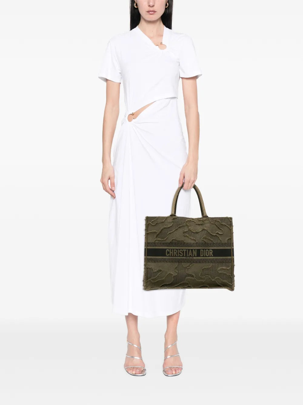 Pre-OwnedChristian Dior Pre-Owned2019 Large Embroidered Canvas Camouflage Book tote bag