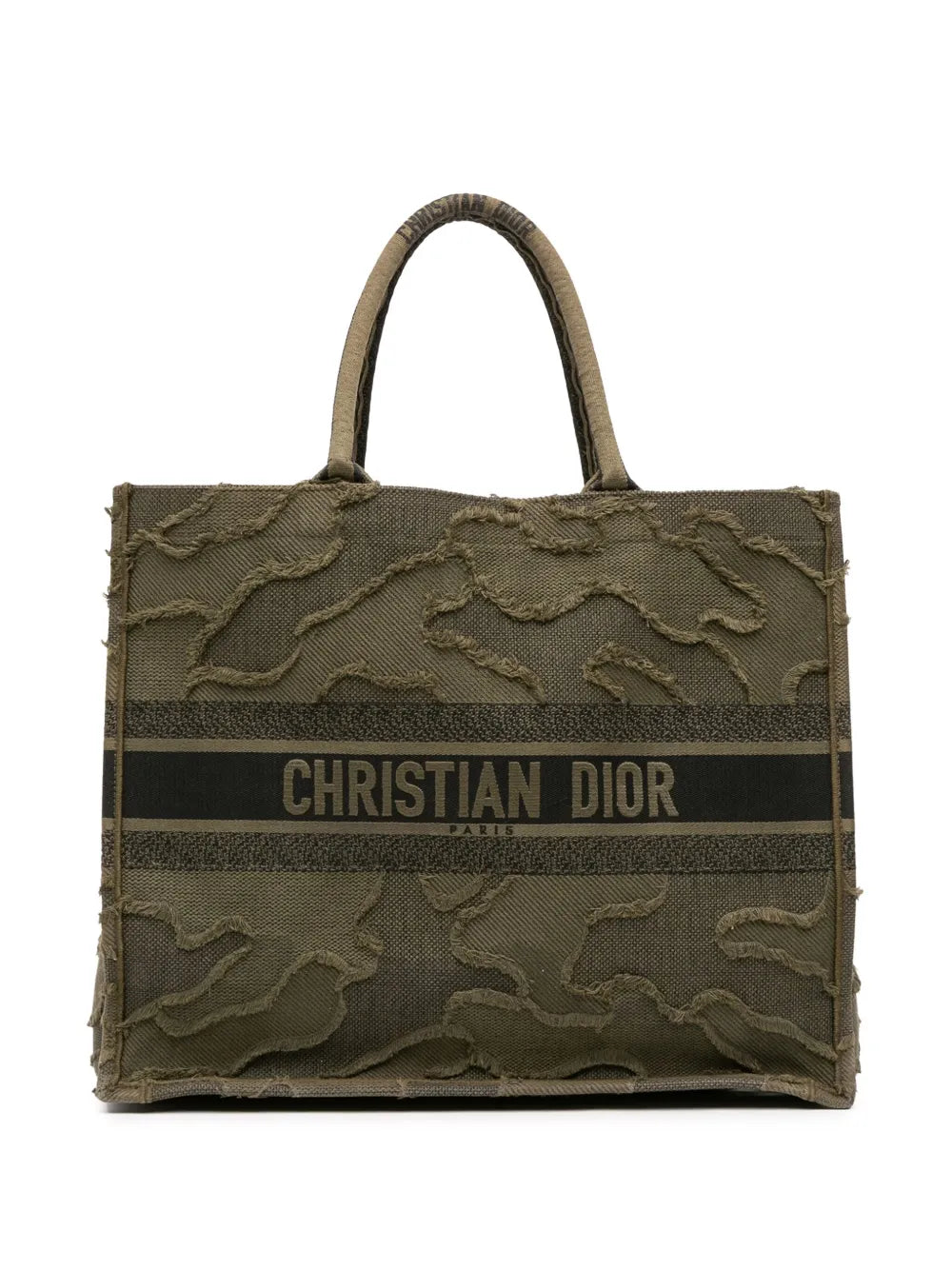 Pre-OwnedChristian Dior Pre-Owned2019 Large Embroidered Canvas Camouflage Book tote bag