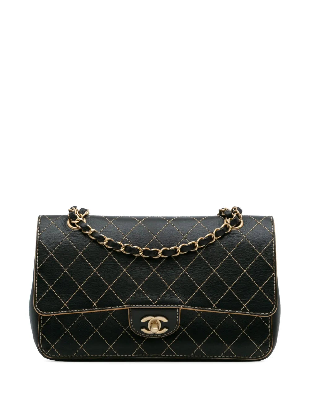 Pre-OwnedCHANEL Pre-Owned2017-2018 Medium Classic Calfskin Wild Stitch Double Flap shoulder bag