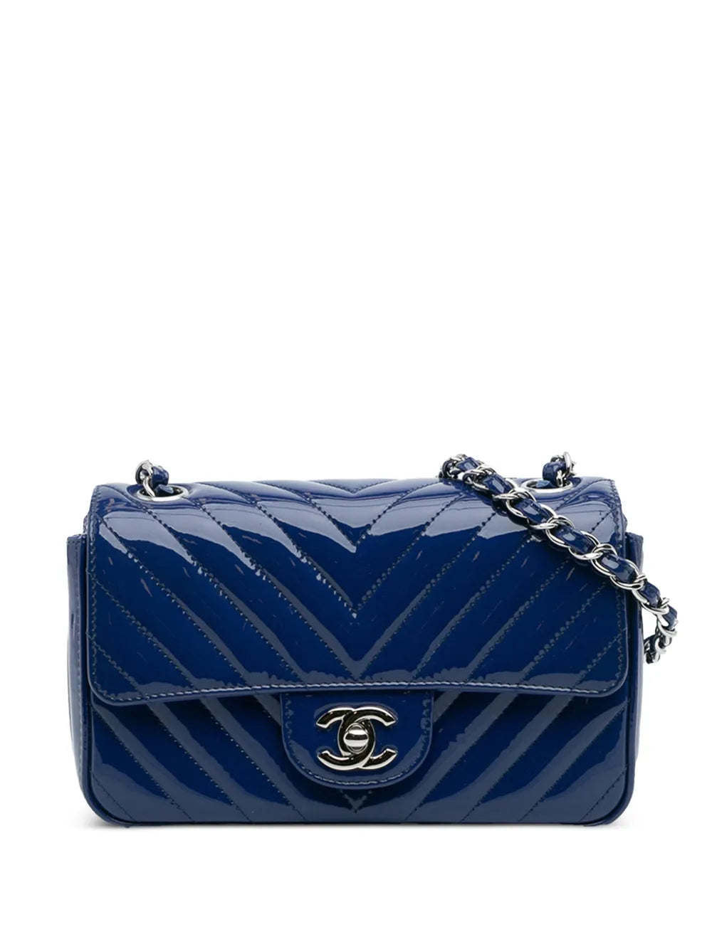 Pre-OwnedCHANEL Pre-Owned2016-2017 Mini Rectangular Classic Chevron Patent Single Flap crossbody bag