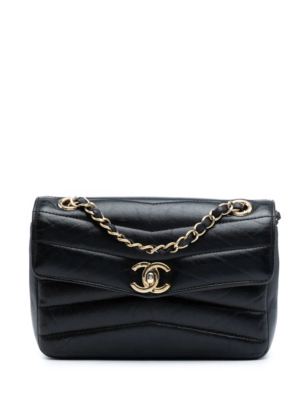 Pre-OwnedCHANEL Pre-Owned2019 Small Chevron Shiny Lambskin Miroir Flap Bag crossbody bag
