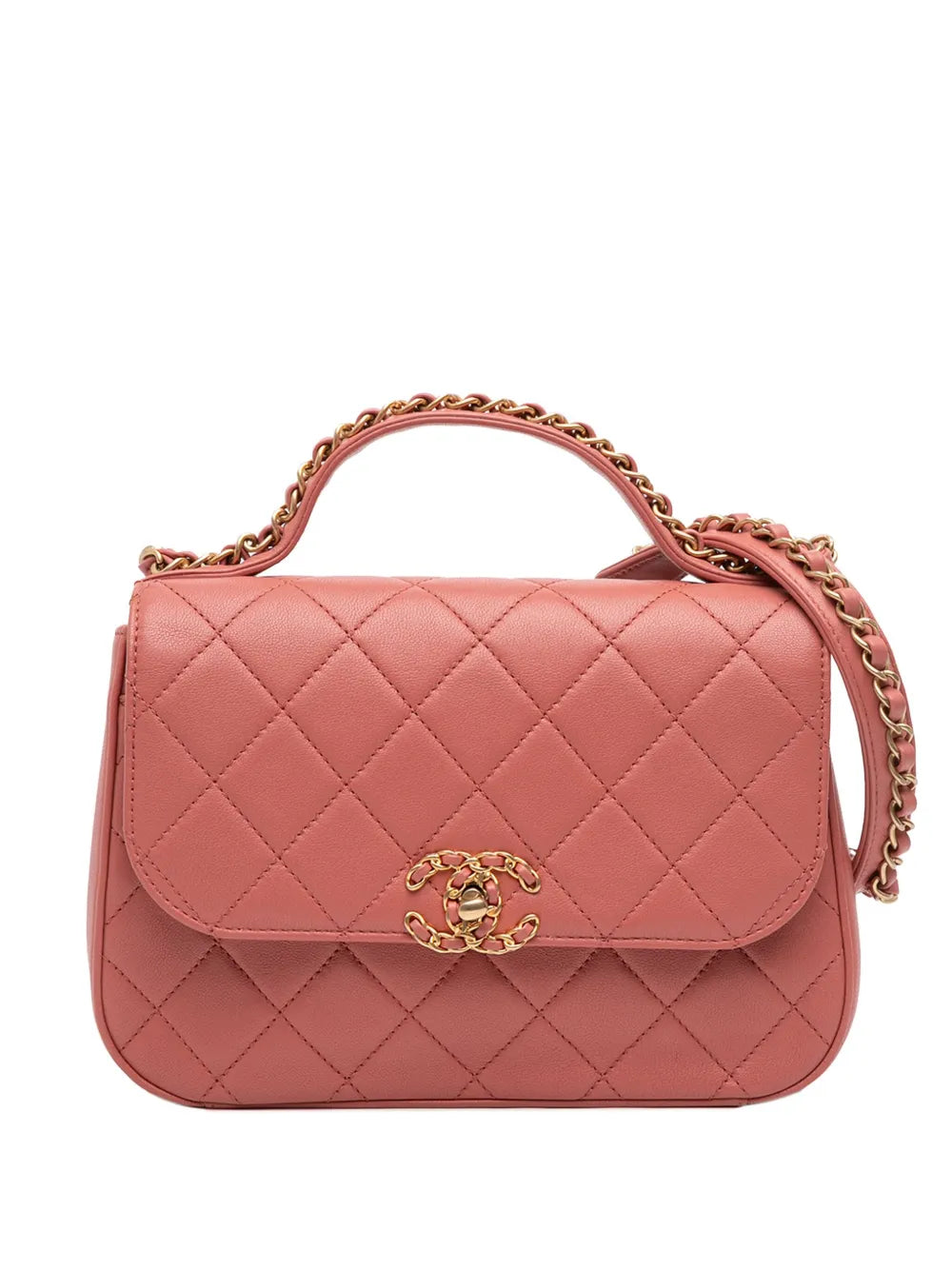Pre-OwnedCHANEL Pre-Owned2019 Quilted Lambskin Chain Infinity Top Handle Bag satchel