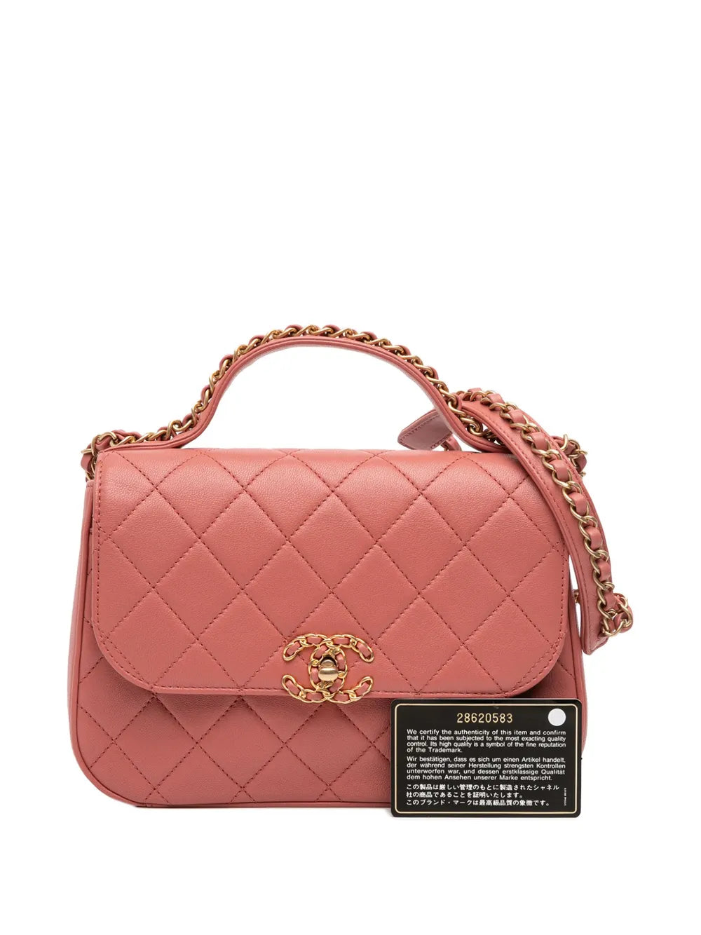 Pre-OwnedCHANEL Pre-Owned2019 Quilted Lambskin Chain Infinity Top Handle Bag satchel