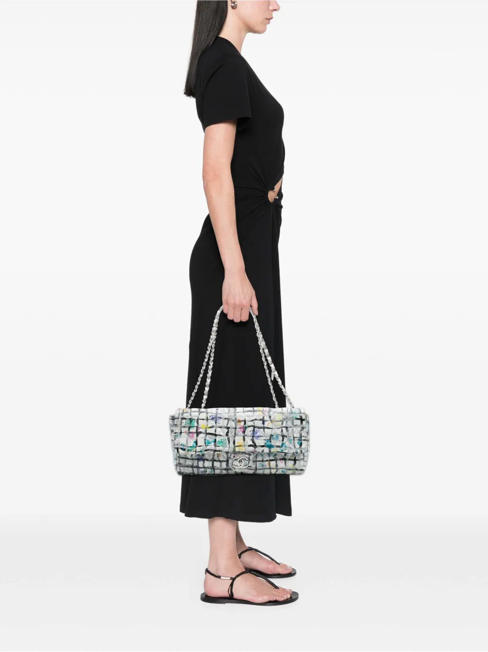 Pre-OwnedCHANEL Pre-Owned2014 Medium Calfskin Hand Painted Graffiti Flap shoulder bag