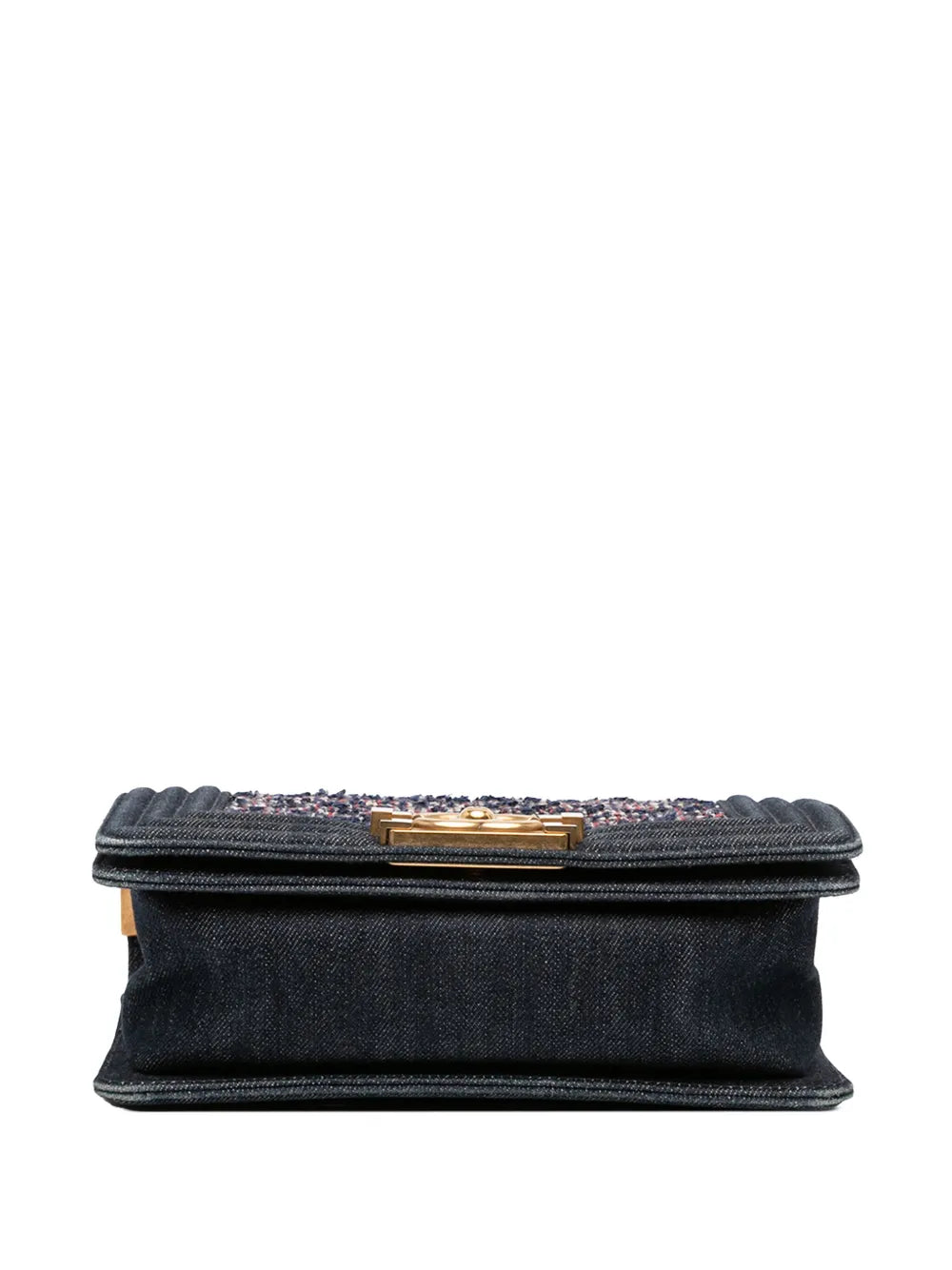 Pre-OwnedCHANEL Pre-Owned2016-2017 Small Quilted Denim and Tweed Boy Flap crossbody bag