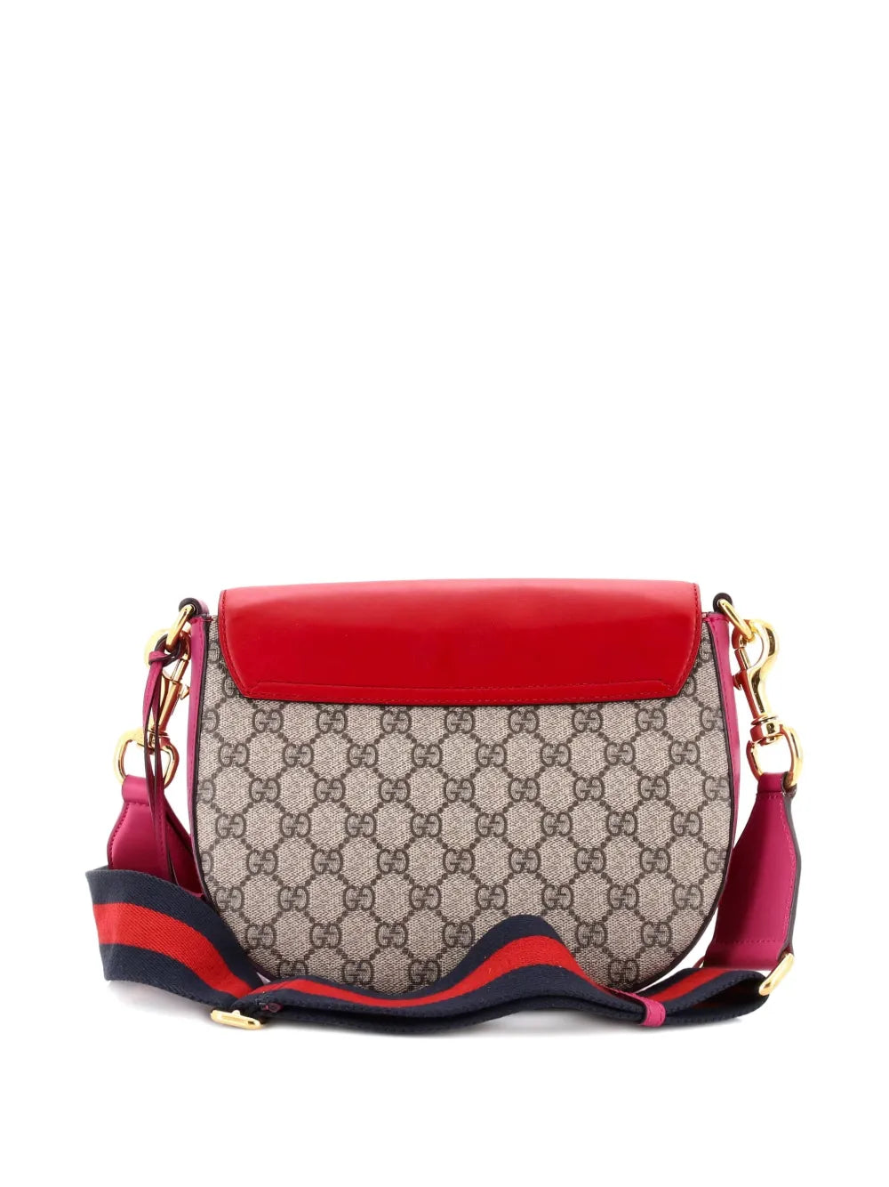 Pre-OwnedGucci Pre-OwnedPadlock Saddle Shoulder Bag GG Coated Canvas and Leather Medium crossbody bag