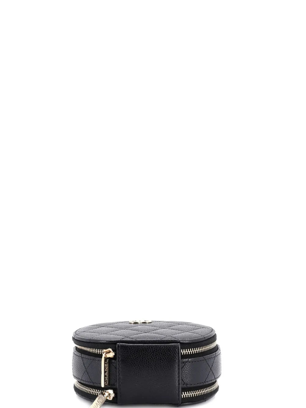 Pre-OwnedCHANEL Pre-OwnedHandle with Care Round Vanity Case with Chain Quilted Caviar Small crossbody bag