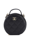 Pre-OwnedCHANEL Pre-OwnedHandle with Care Round Vanity Case with Chain Quilted Caviar Small crossbody bag