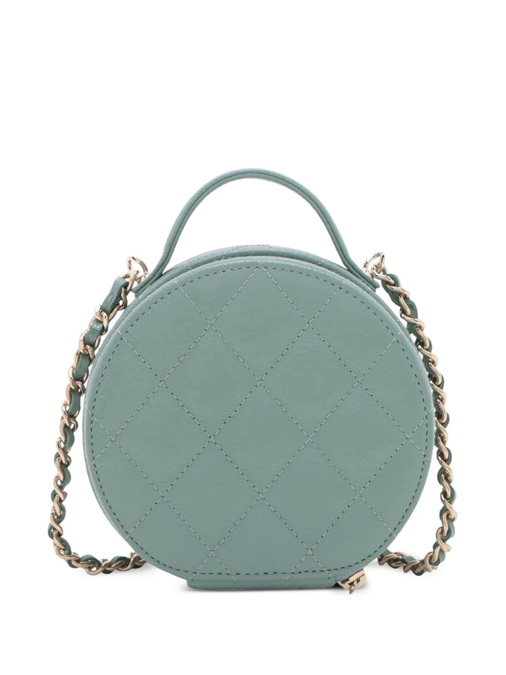 Pre-OwnedCHANEL Pre-Owned2021 Quilted Caviar Handle With Care Round Vanity Case with Chain satchel