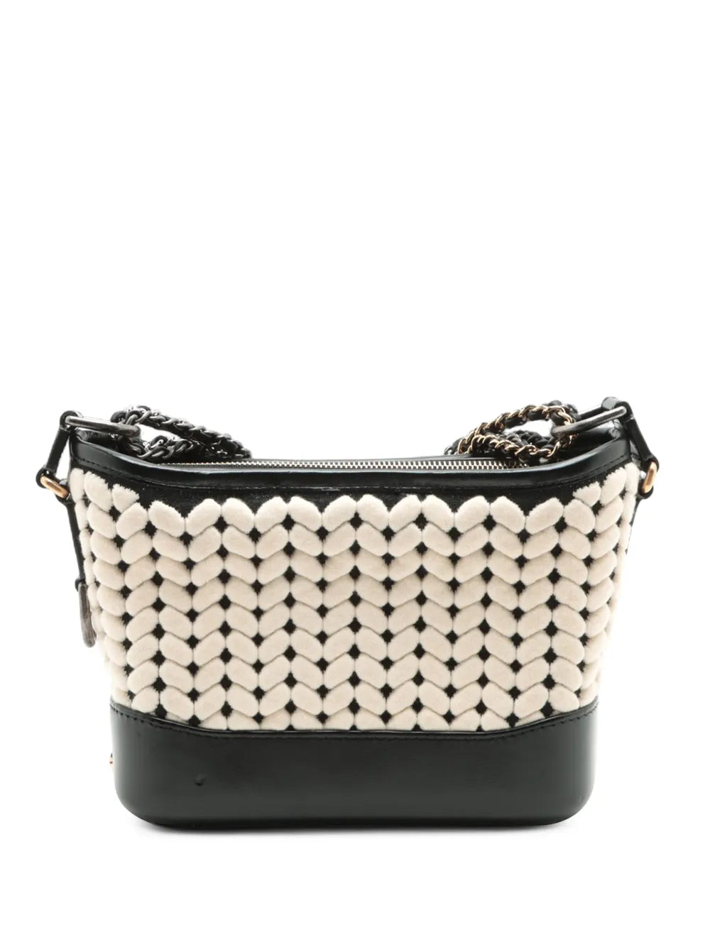 Pre-OwnedCHANEL Pre-Owned2019 Small Knit and Calfskin Gabrielle Hobo crossbody bag