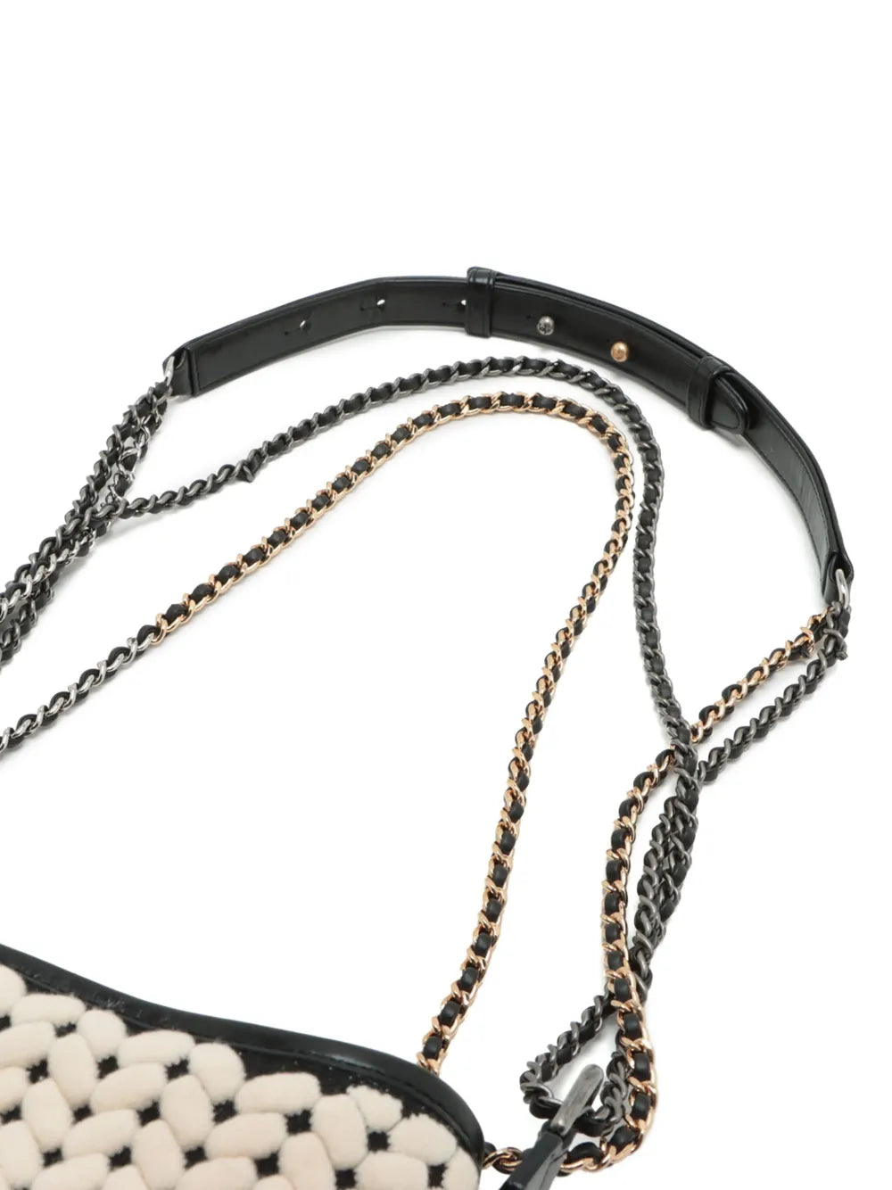 Pre-OwnedCHANEL Pre-Owned2019 Small Knit and Calfskin Gabrielle Hobo crossbody bag