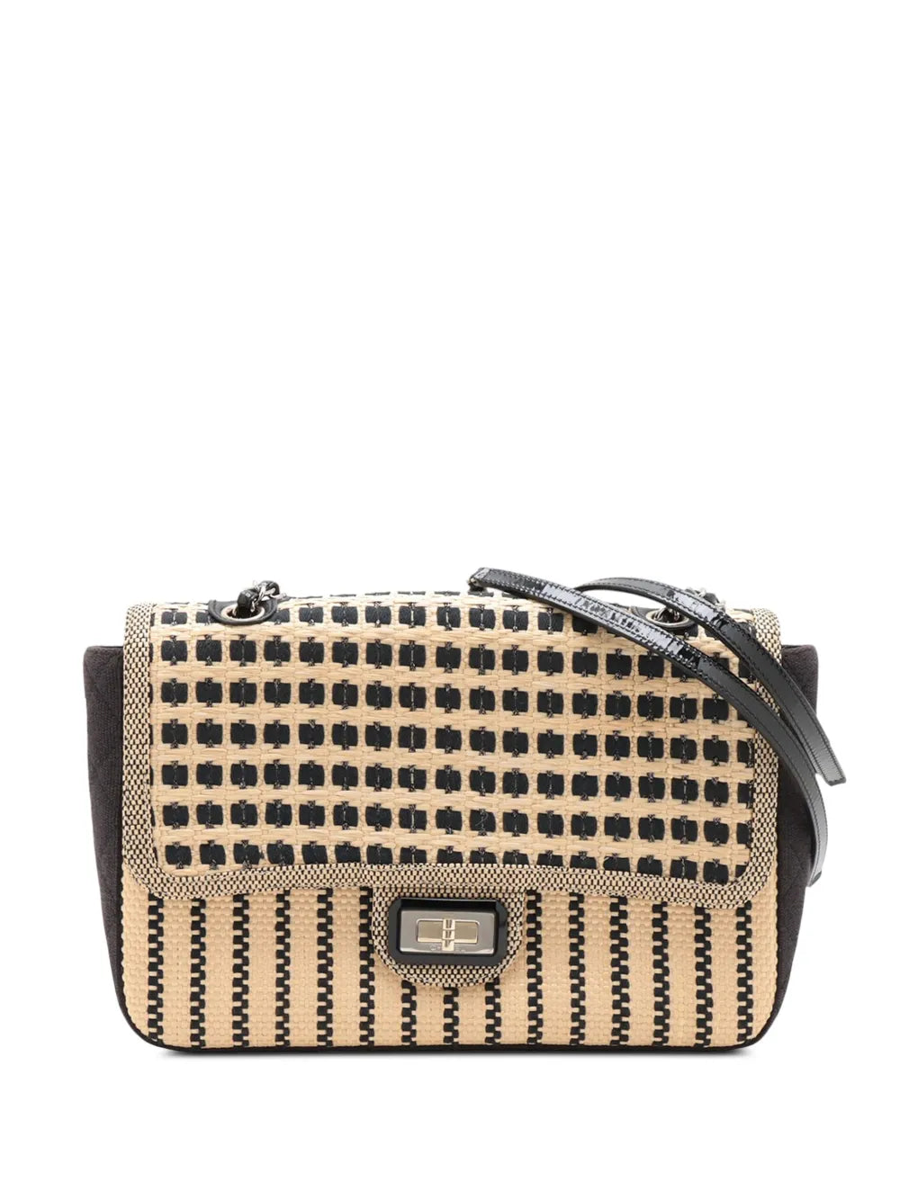 Pre-OwnedCHANEL Pre-Owned2011 Woven Raffia Cannes Mademoiselle Single Flap shoulder bag