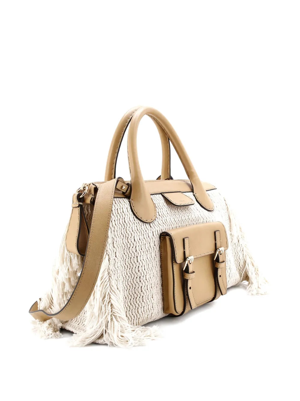 Pre-OwnedChloé Pre-OwnedEdith NM Knit Cotton with Leather Medium satchel