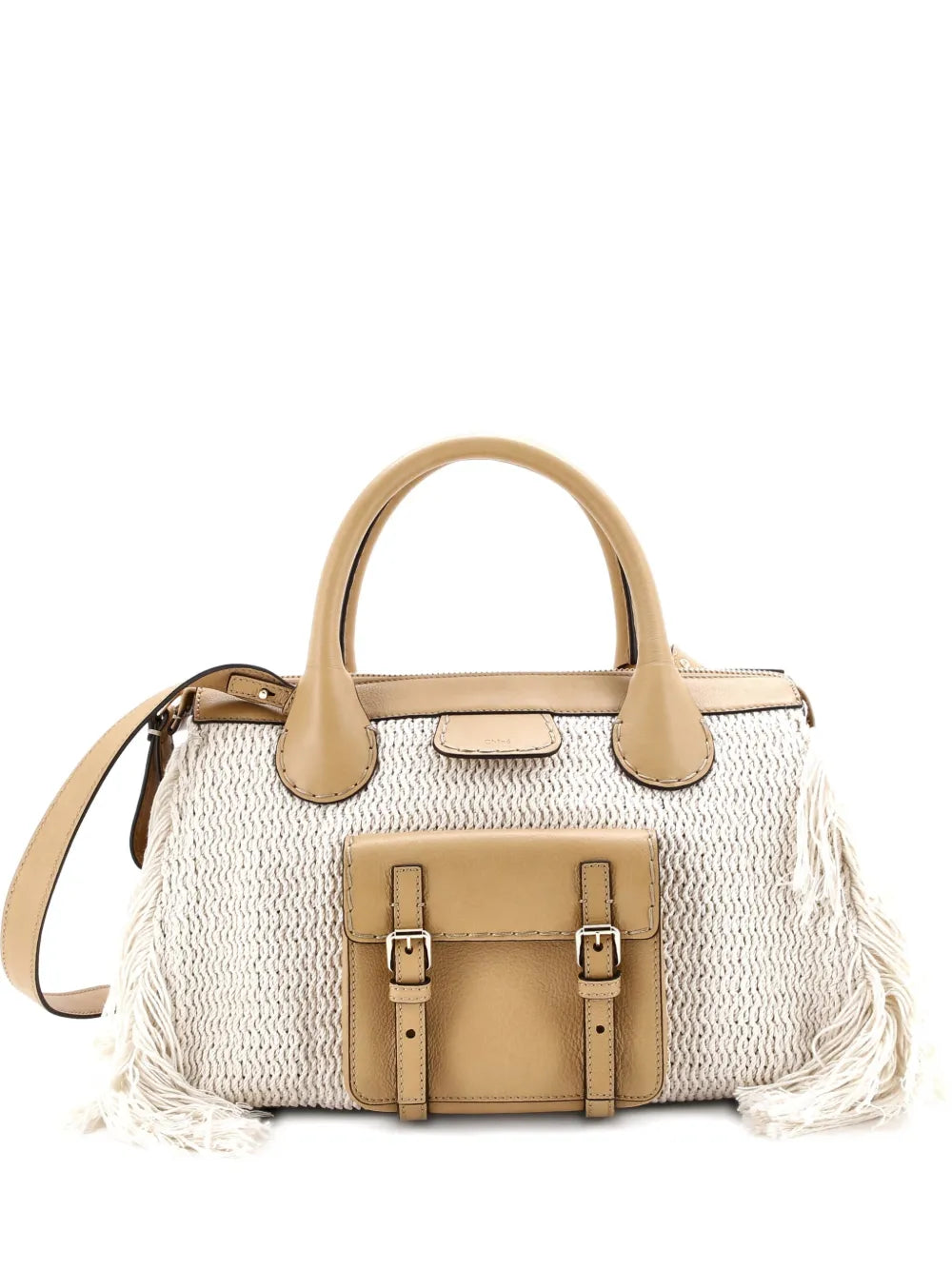 Pre-OwnedChloé Pre-OwnedEdith NM Knit Cotton with Leather Medium satchel
