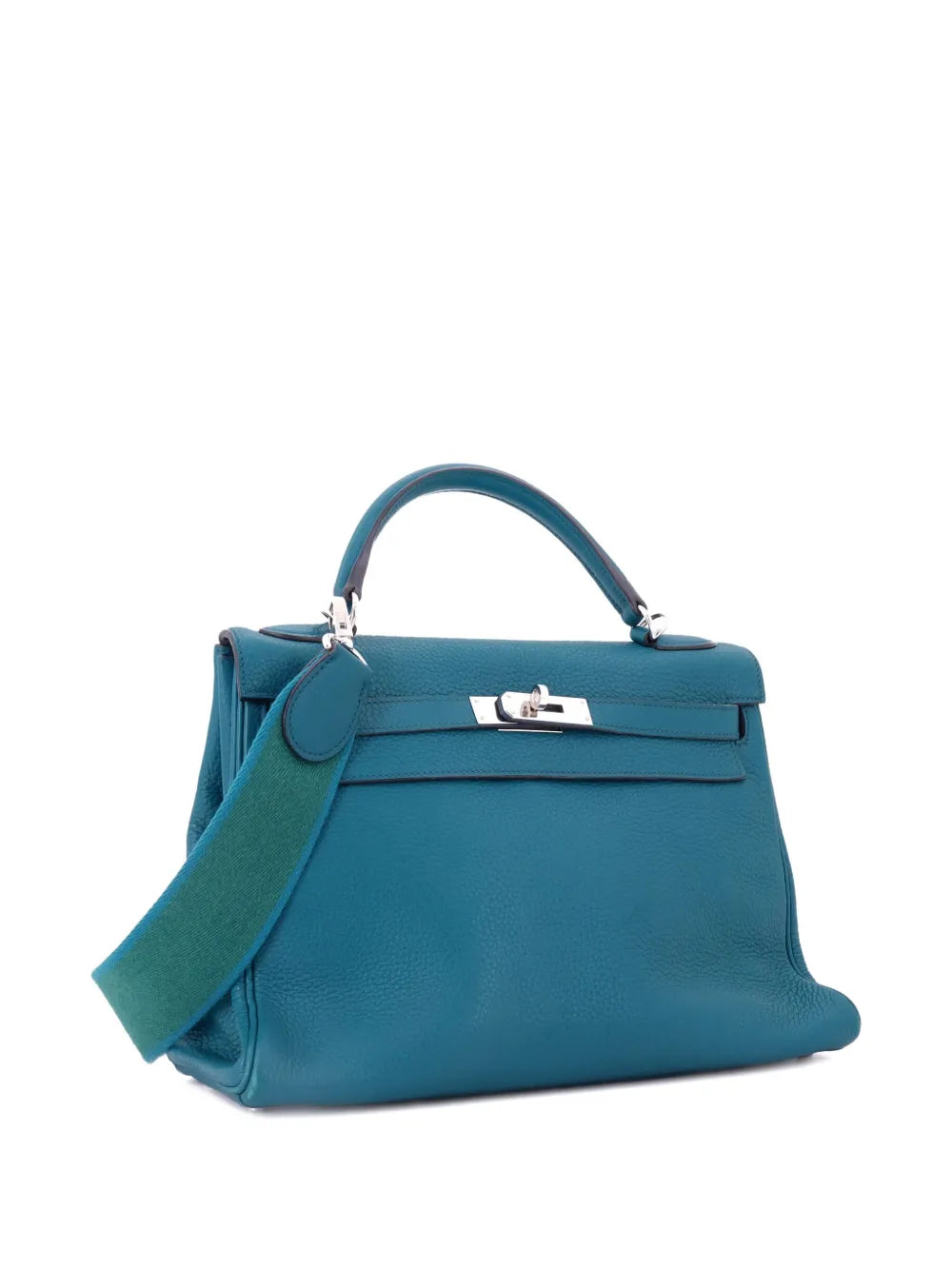 Pre-OwnedHermre-OwnedKelly Amazone Handbag Blue Clemence with Palladium Hardware 32 satchel