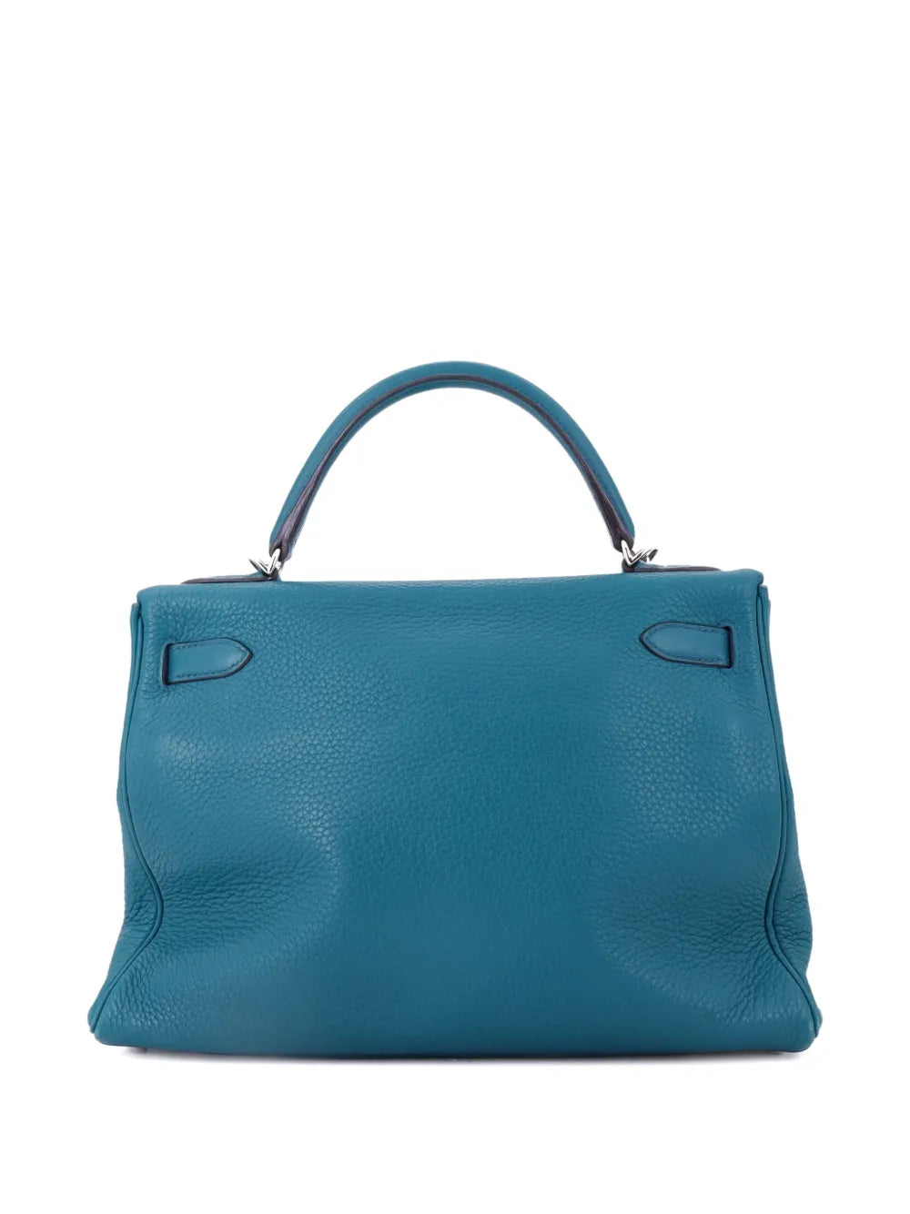 Pre-OwnedHermre-OwnedKelly Amazone Handbag Blue Clemence with Palladium Hardware 32 satchel