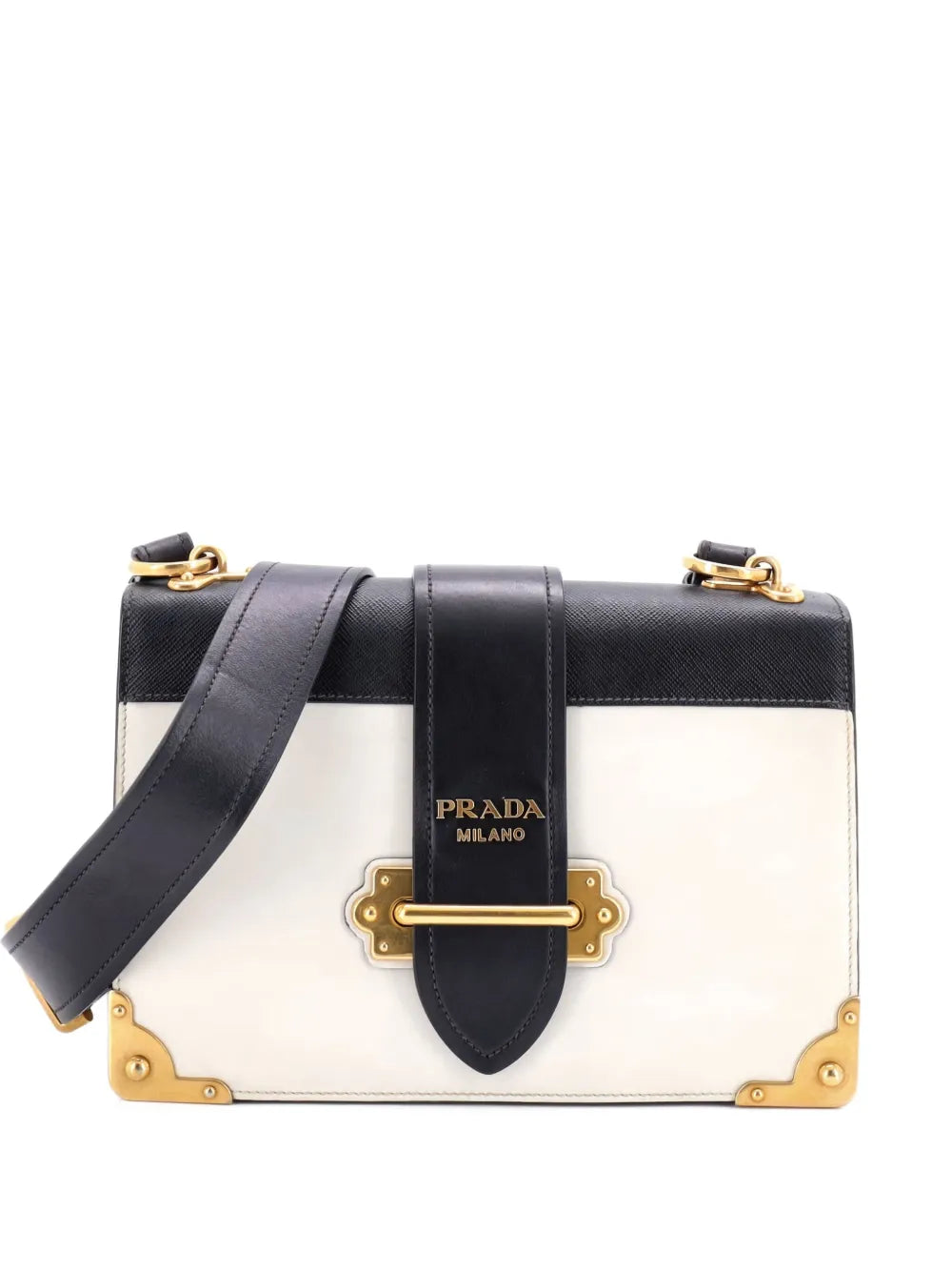 Pre-OwnedPrada Pre-OwnedCahier Leather and Saffiano Leather Large crossbody bag