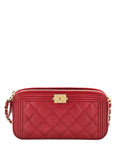 Pre-OwnedCHANEL Pre-OwnedBoy Double Zip with Chain Quilted Caviar clutch bag