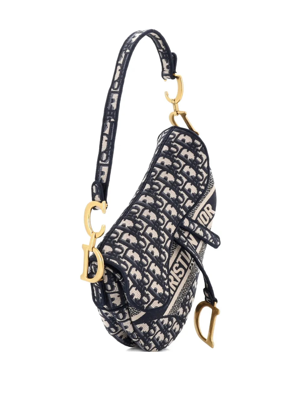 Pre-OwnedChristian Dior Pre-OwnedSaddle Handbag Logo Embroidered Oblique Canvas Medium shoulder bag