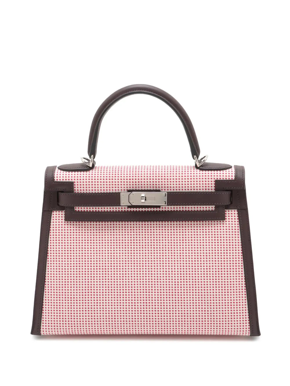 Pre-OwnedHermre-Owned2022 Toile Quadrille and Swift Kelly II Sellier 28 satchel