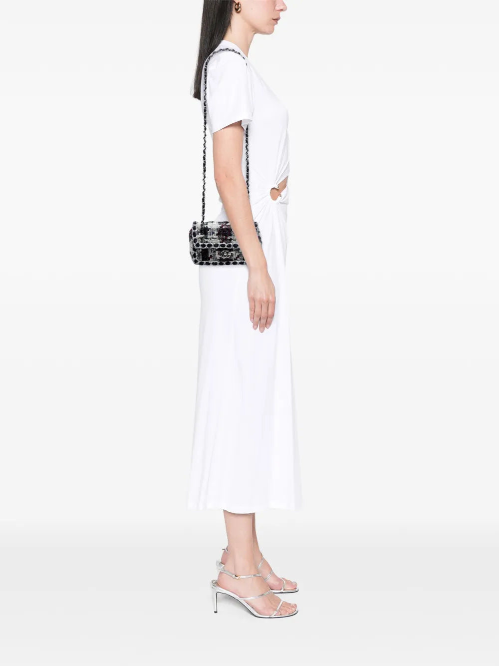 Pre-OwnedCHANEL Pre-Owned2019 Mini Rectangular Quilted Tweed Single Flap crossbody bag