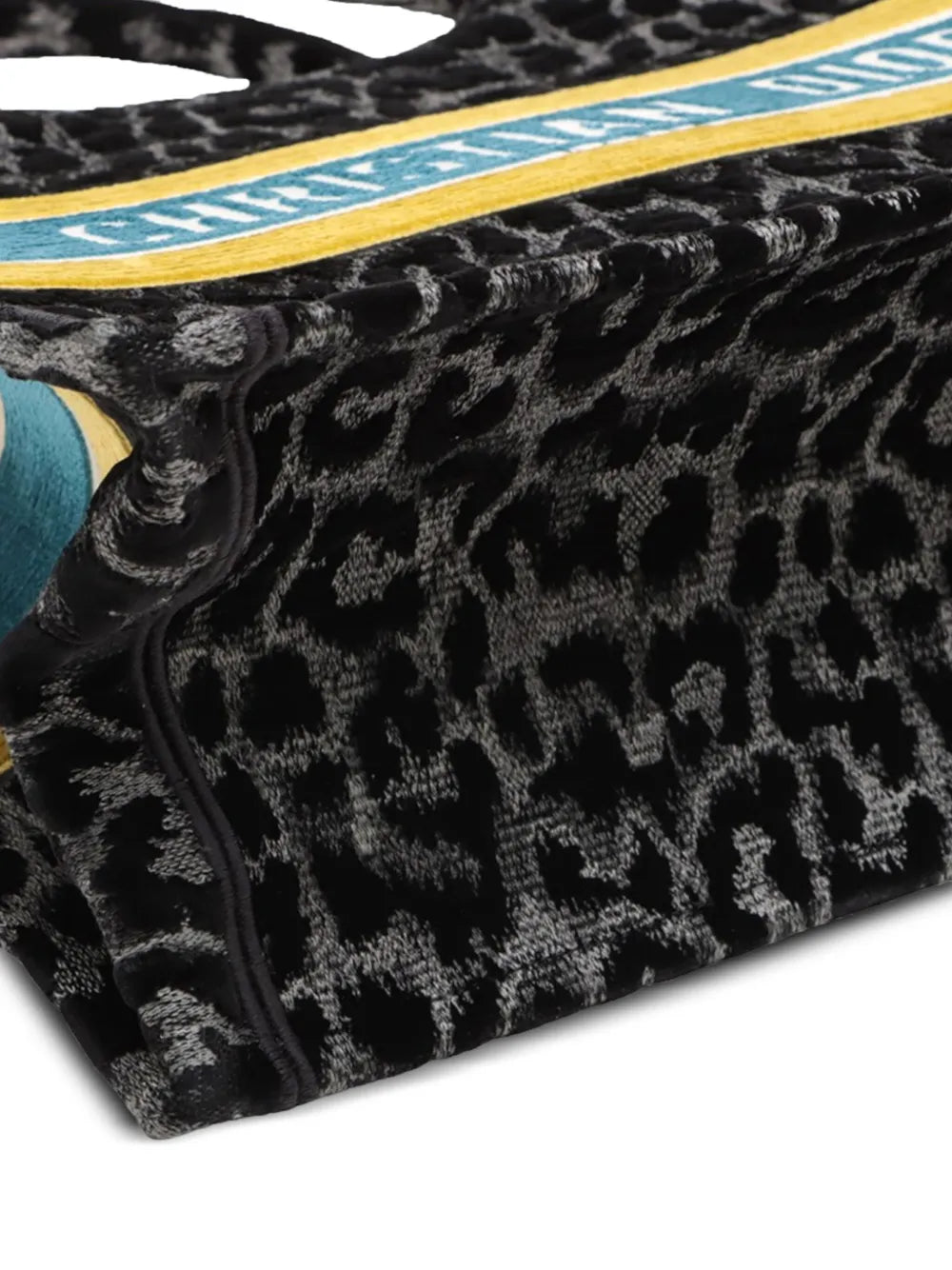 Pre-OwnedChristian Dior Pre-Owned2021-2025 Mizza Medium Embroidered Velvet Leopard Book tote bag