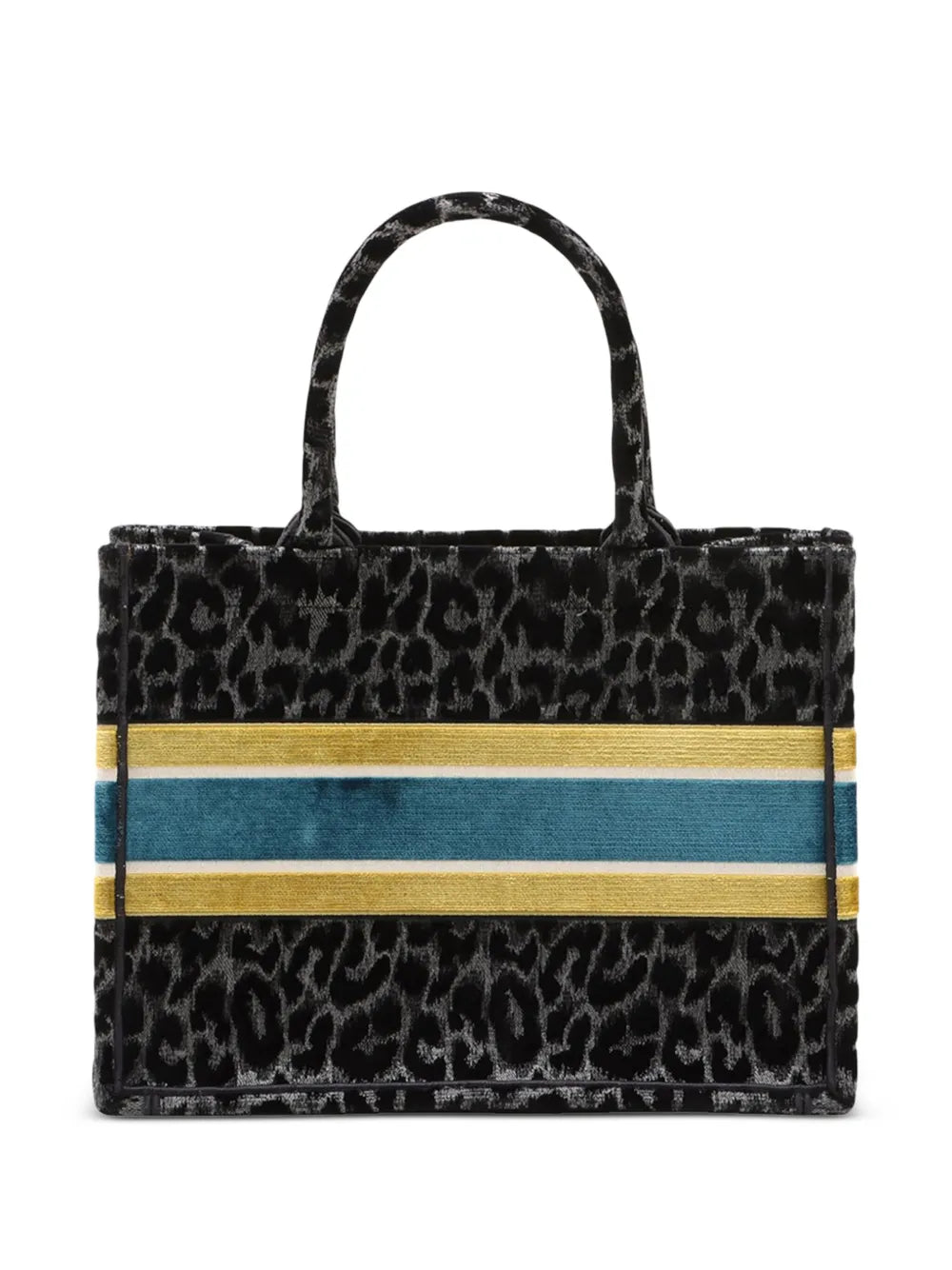 Pre-OwnedChristian Dior Pre-Owned2021-2025 Mizza Medium Embroidered Velvet Leopard Book tote bag